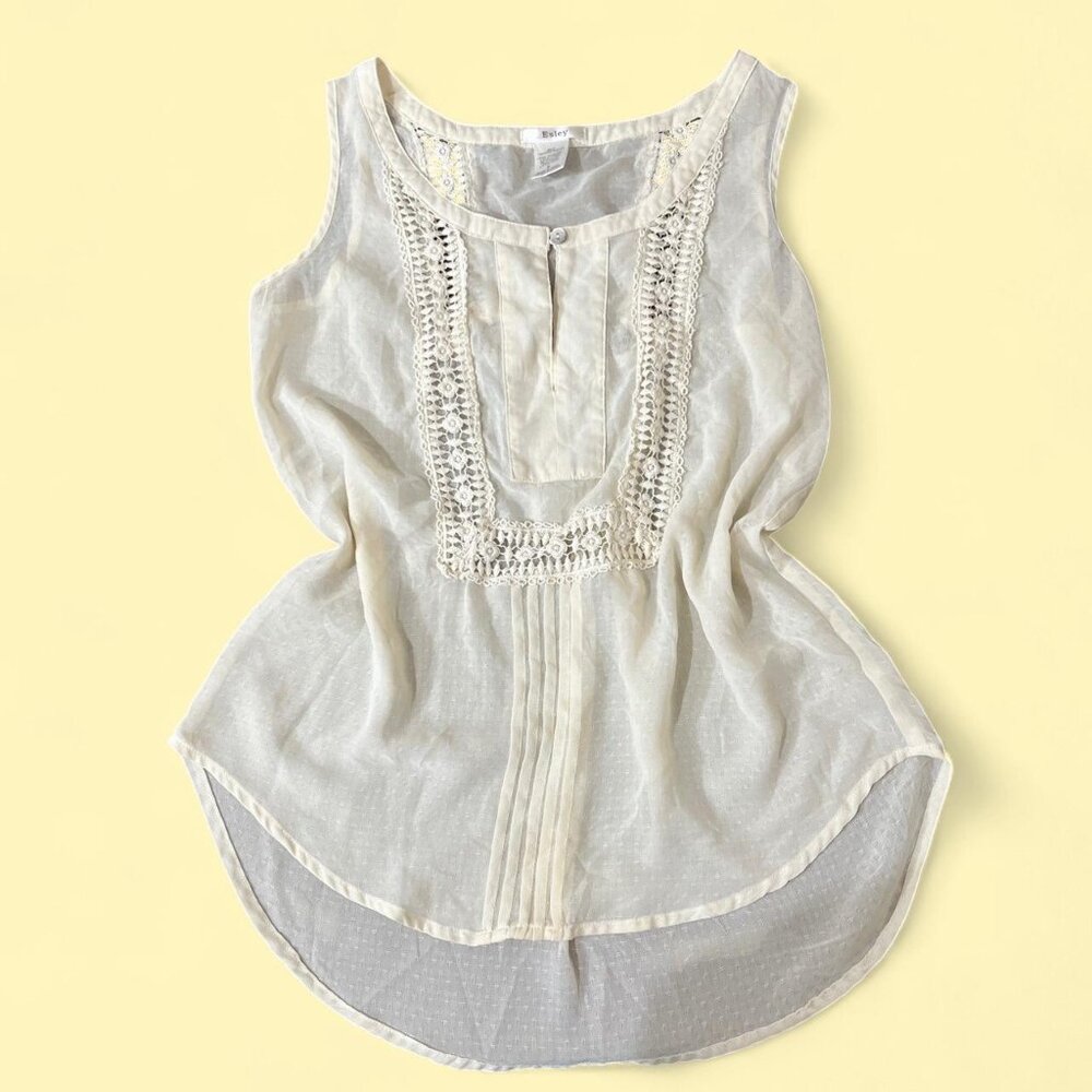 Esley Cream and white tank top #preppy #coquette size small  t9